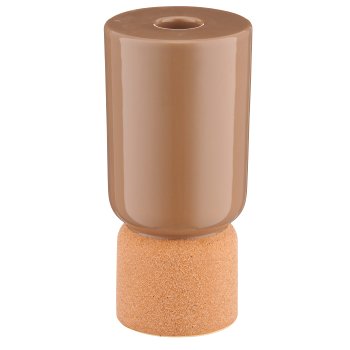 Porcelain candle holder 2TONE, 5x5x15cm, walnut, Lepuro