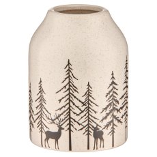Porcelain vase with winter landscape, 7.5x7.5x10cm, white