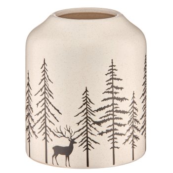 Porcelain vase with winter landscape, 13x13x15.5cm, white