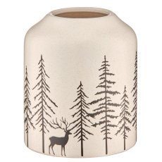 Porcelain vase with winter landscape, 13x13x15.5cm, white