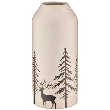 Porzellan Vase mit Winterlandschaft, 10x10x23cm, weiß