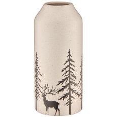 Porcelain vase with winter landscape, 10x10x23cm, white