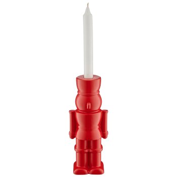 Porcelain nutcracker, candle holder on top, 9x7x23cm, red
