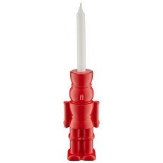 Porcelain nutcracker, candle holder on top, 9x7x23cm, red