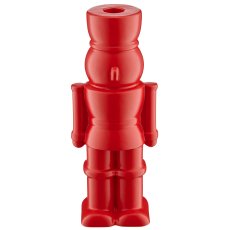 Porzellan Nussknacker, Kerzenhalter on top, 9x7x23cm, rot