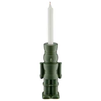 Porcelain nutcracker, candle holder on top, 9x7x23cm, dark green