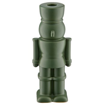 Porcelain nutcracker, candle holder on top, 9x7x23cm, dark green