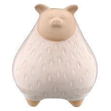 Porcelain pig, 8x8x9cm, warm grey glazed, Lepuro