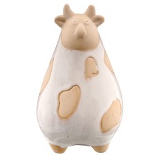 Porzellan Kuh, 7x7x12cm, warmgrau glasiert, Lepuro