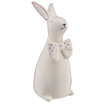 Porzellan Hase mit Schleife, stehend, 2fa.so., 6x9x17cm, rosa, Lepuro