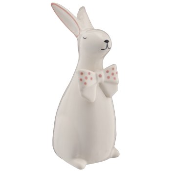 Porzellan Hase mit Schleife, stehend, 2fa.so., 6x9x17cm, rosa, Lepuro