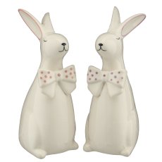 Porzellan Hase mit Schleife, stehend, 2fa.so., 6x9x17cm, rosa, Lepuro
