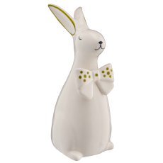 Porzellan Hase mit Schleife, stehend, 2fa.so., 6x9x17cm, grün, Lepuro