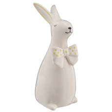 Porcelain rabbit with bow, standing, 2 assort., 6x9x17cm, green, Lepuro