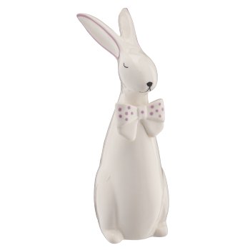 Porzellan Hase mit Schleife, stehend, 2fa.so., 7x10x21cm, rosa, Lepuro