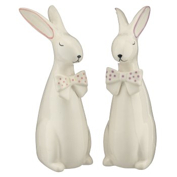 Porzellan Hase mit Schleife, stehend, 2fa.so., 7x10x21cm, rosa, Lepuro