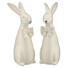 Porzellan Hase mit Schleife, stehend, 2fa.so., 7x10x21cm, rosa, Lepuro
