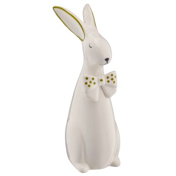 Porzellan Hase mit Schleife, stehend, 2fa.so., 7x10x21cm, grün, Lepuro