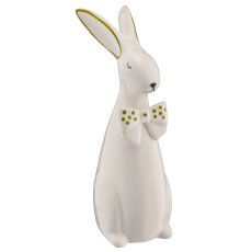 Porzellan Hase mit Schleife, stehend, 2fa.so., 7x10x21cm, grün, Lepuro