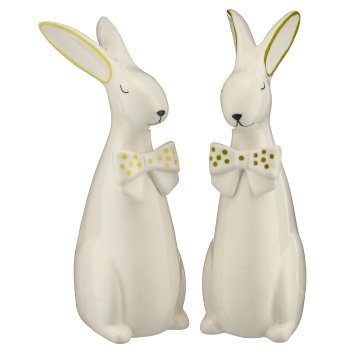 Porzellan Hase mit Schleife, stehend, 2fa.so., 7x10x21cm, grün, Lepuro