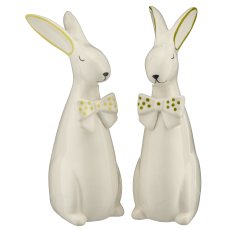 Porzellan Hase mit Schleife, stehend, 2fa.so., 7x10x21cm, grün, Lepuro