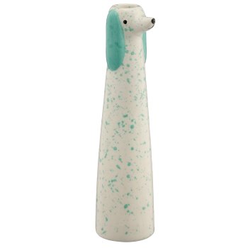 Keramikvase Hundekopf, konisch, 4,5x4,5x18cm, pfau, Lepuro