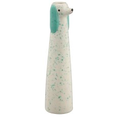 Keramikvase Hundekopf, konisch, 4,5x4,5x18cm, pfau, Lepuro
