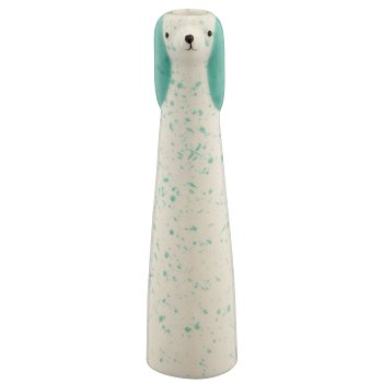 Keramikvase Hundekopf, konisch, 4,5x4,5x18cm, pfau, Lepuro