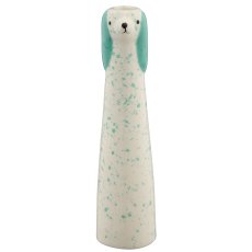 Ceramic vase dog head, conical, 4.5x4.5x18cm, peacock, Lepuro