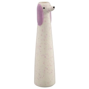 Ceramic vase dog head, conical, 4.5x4.5x18cm, dusty lilac, Lepuro
