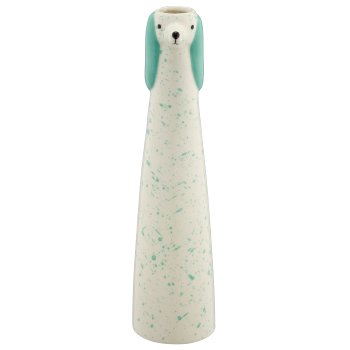 Ceramic vase dog head, conical, 6.5x6.5x25cm, peacock, Lepuro