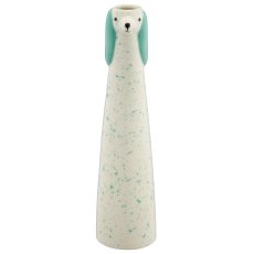 Ceramic vase dog head, conical, 6.5x6.5x25cm, peacock, Lepuro