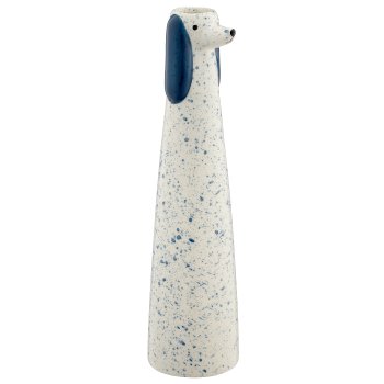 Keramikvase Hundekopf, konisch, 6,5x6,5x25cm, mitternachtsblau, Lepuro