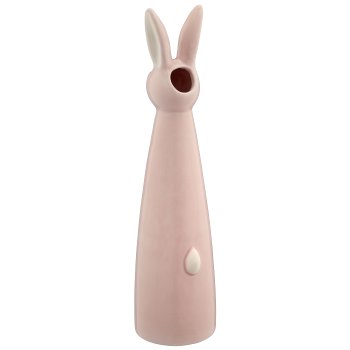 Ceramic vase rabbit head, conical, 6.5x6.5x25cm, pale pink, Lepuro