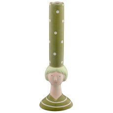 Ceramic vase MIAMI bust, 10x8x31cm, green