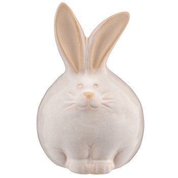 Porzellan Hase, kugelig, 7,5x6,5x1cm, sand