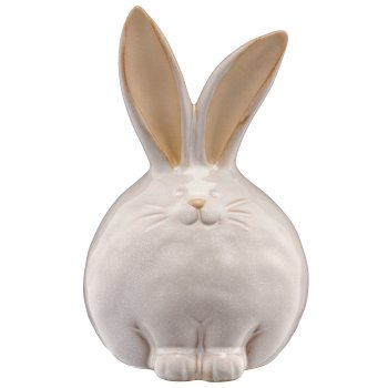 Porzellan Hase, kugelig, 10x9x15,5cm, sand - Kunstblumen, Kunstpflanzen & Deko