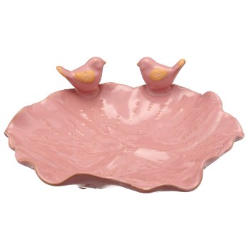 Porzellan Teller mit Vögelchen, Transmutationsglasur,