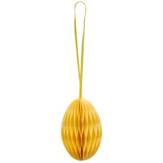 Paper decorative egg hanger with magnet, 4/backcard, 5x5x7cm, light yellow