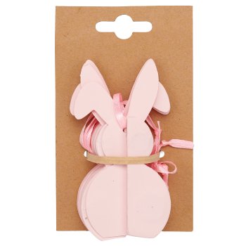 Papier Dekohänger Hase mit Magnet, 4,5x4,5x9cm, 4/Backcard, hellrosa