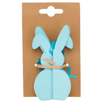 Papier Dekohänger Hase mit Magnet, 4,5x4,5x9cm, 4/Backcard, himmelblau