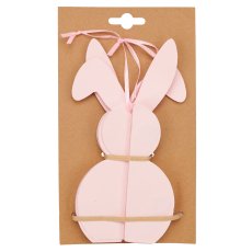 Paper decorative rabbit hanger with magnet, 2/backcard, 8x8x11cm, light pink