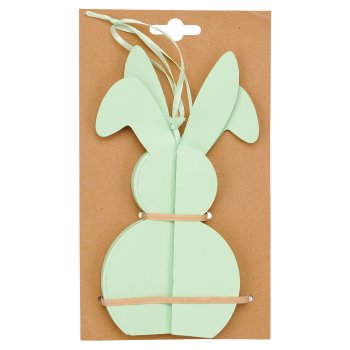 Papier Dekohänger Hase mit Magnet, 8x8x11cm, 2/Backcard, hellgrün