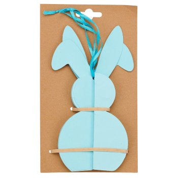 Papier Dekohänger Hase mit Magnet, 8x8x11cm, 2/Backcard, himmelblau