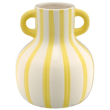 Keramikvase MIAMI mit Henkeln, 15x15x18,5cm, limone