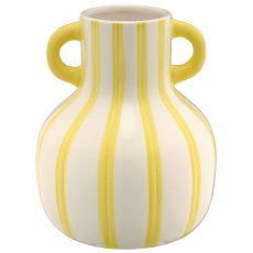 Ceramic vase MIAMI with handles, 15x15x18.5cm, lime