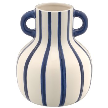 Ceramic vase MIAMI with handles, 15x15x18.5cm, royal blue