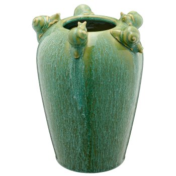 Porzellanvase mit Schnecken, Transmutationsglasur, 18x18x24cm, jade, Lepuro