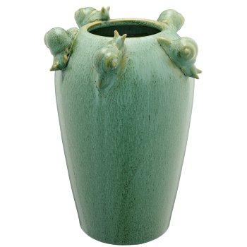 Porzellanvase mit Schnecken, Transmutationsglasur, 20x20x30cm, jade, Lepuro