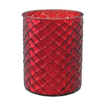 Glass Tealight W.Decor 4 assorted, 10x8cm, Red 4/W-Box